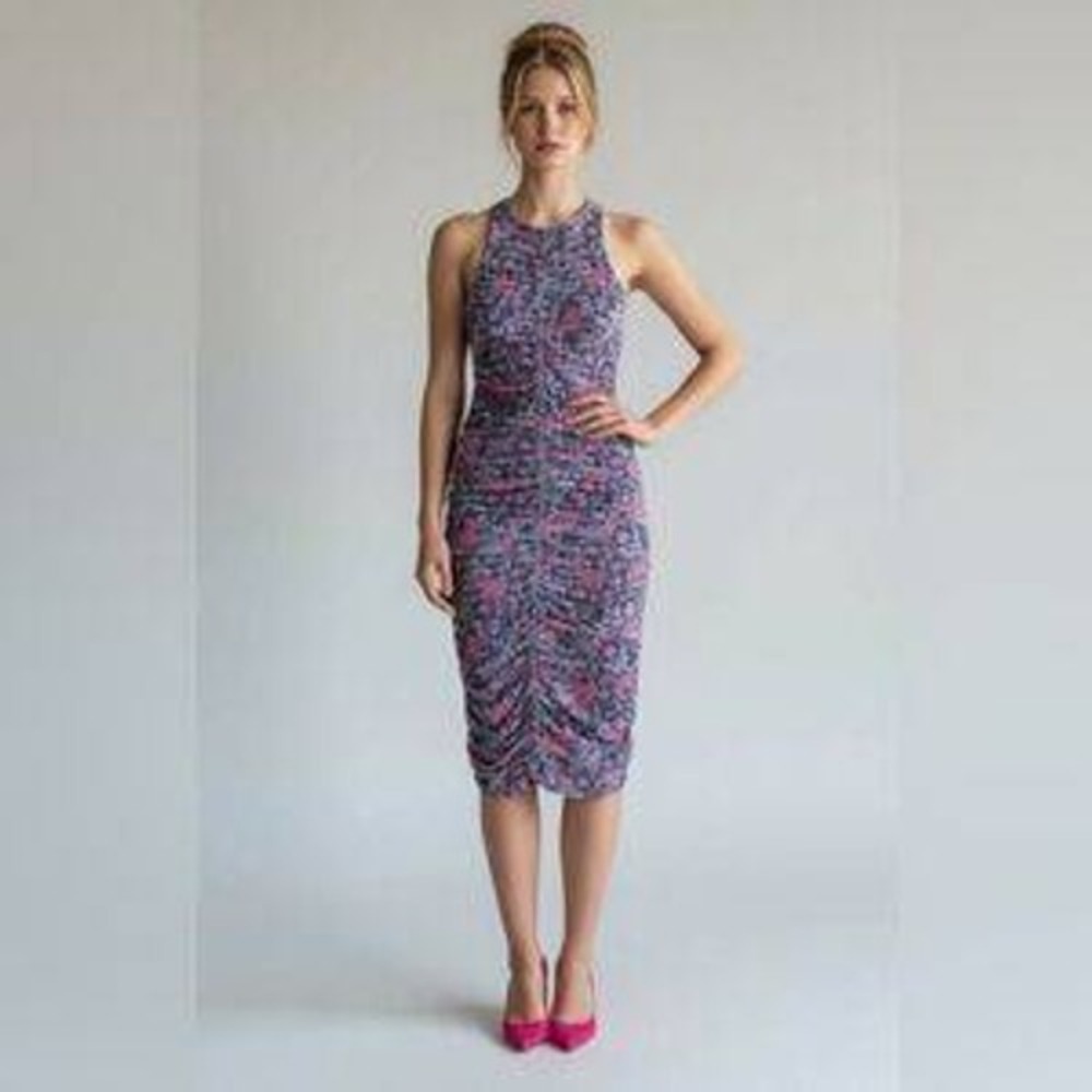 House of Harlow 1960 Maxi‎ Dress Womens Medium Teal Red Ruched Floral Boho